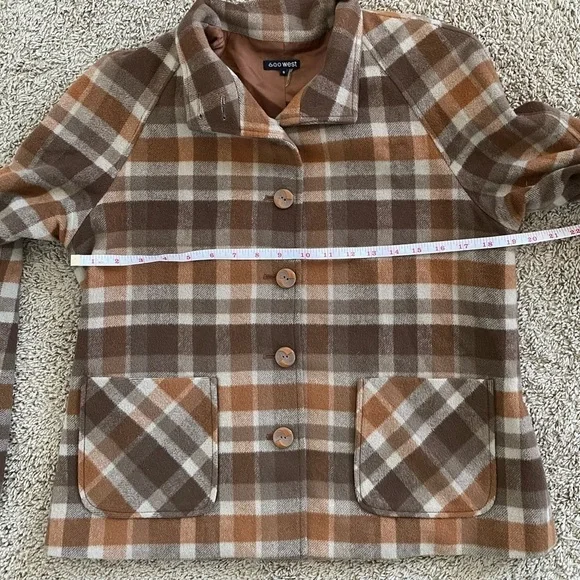 Vintage Wool Lined Plaid Tartan Brown Button Shacket - Picture 10 of 13